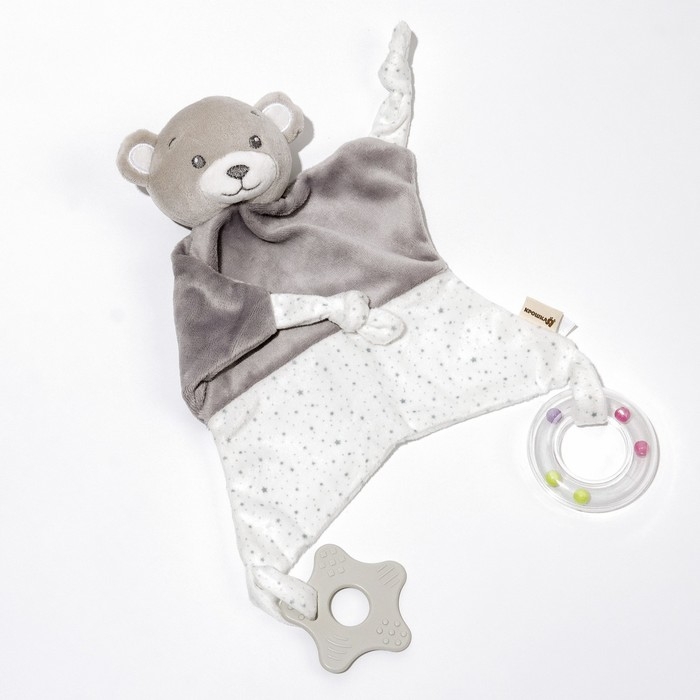 Комфортер - игрушка &laquo;Серый мишка&raquo;, погремушка, прорезыватель, цвет серый, Крошка Я