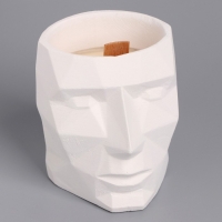Свеча из соевого воска в кашпо &laquo;Геометрическая голова&raquo;, 9&times;7.5 см, белая