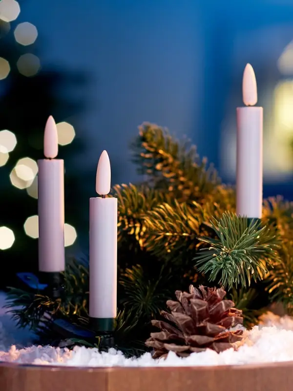 Светодиодные &laquo;Свечи на прищепках&raquo; 10 см, набор 10 шт, 10 LED, от батареек АААх10, пульт, свечение тёплое белое