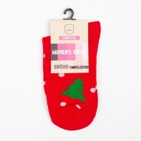 Носки женские &laquo;Ёлки&raquo; цвет красный, размер 23-25
