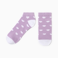 Носки женские Сердца, цвет сиреневый/белый, р-р 23 Носки женские Сердца, цвет сиреневый/белый, р-р 23