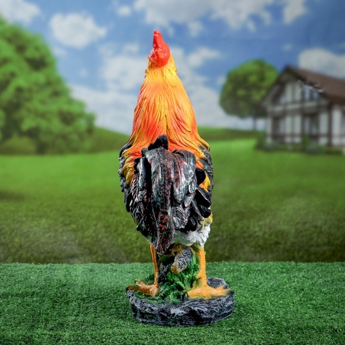 Садовая фигура из полистоуна &laquo;Петух на камне&raquo;, 42&times;32&times;13 см