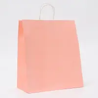 Пакет крафт нежно - розовый, круглая ручка, 32&times;19.5&times;37 см, 120 г