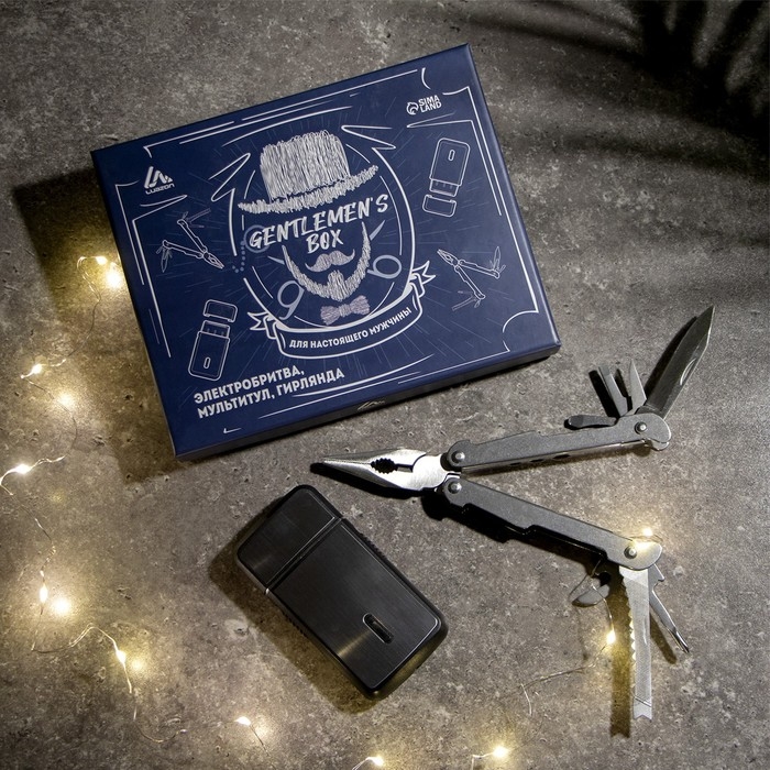 Подарочный набор Luazon, электробритва LBR-13, мультитул в чехле, гирлянда Подарочный набор Luazon, электробритва LBR-13, мультитул в чехле, гирлянда