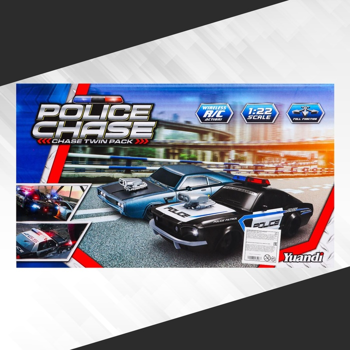 Набор машин радиоуправляемых &laquo;Полицейская погоня&raquo;, 2 шт., 1:22, работают от батареек