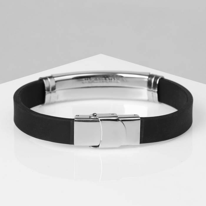 Браслет унисекс «Стиль» прямоугольник с узором, цвет чёрный с серебром, 22 см Браслет унисекс «Стиль» прямоугольник с узором, цвет чёрный с серебром, 22 см