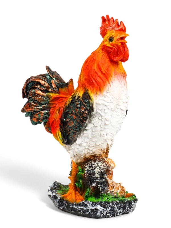 Садовая фигура из полистоуна &laquo;Петух на камне&raquo;, 42&times;32&times;13 см