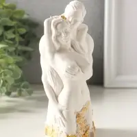 Статуэтка "Влюбленные" 14х6 см, гипс, белый с позолотой