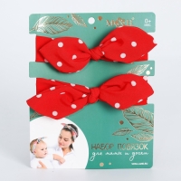 Повязка на голову для мамы и дочки M&B &laquo;Family look: горошек&raquo; 2 шт., красный