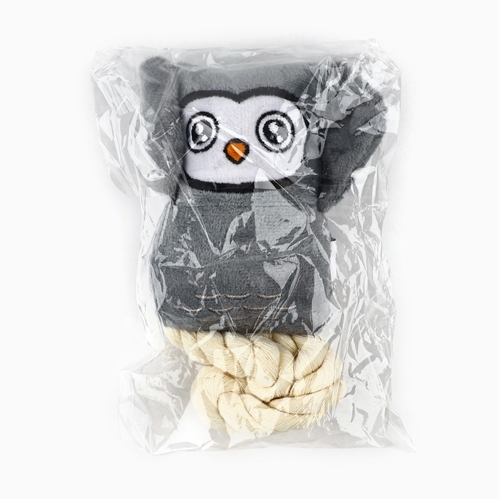 Игрушка для собак с канатом &laquo;Сова&raquo;, 20 х 15 см, серый