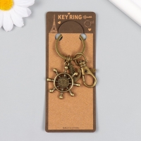 Брелок металл с карабином "Якорь и штурвал" бронза 7 см Брелок металл с карабином "Якорь и штурвал" бронза 7 см