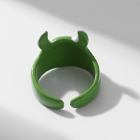 Кольцо &laquo;Монстрик&raquo; с рожками и глазом, цвет зелёный, безразмерное