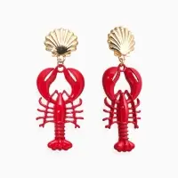 Серьги "Раки", цвет красный в золоте