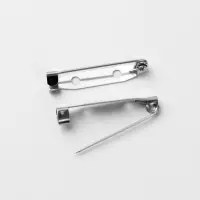 Основа для броши, 2 отверстия, 30 мм, 10 шт, цвет серебряный