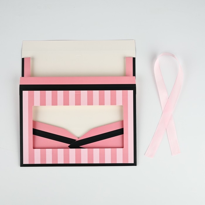 Складная коробка для цветов с окном &laquo;Спасибо, что ты есть&raquo;, розовая, 16 х 27 х 9 см