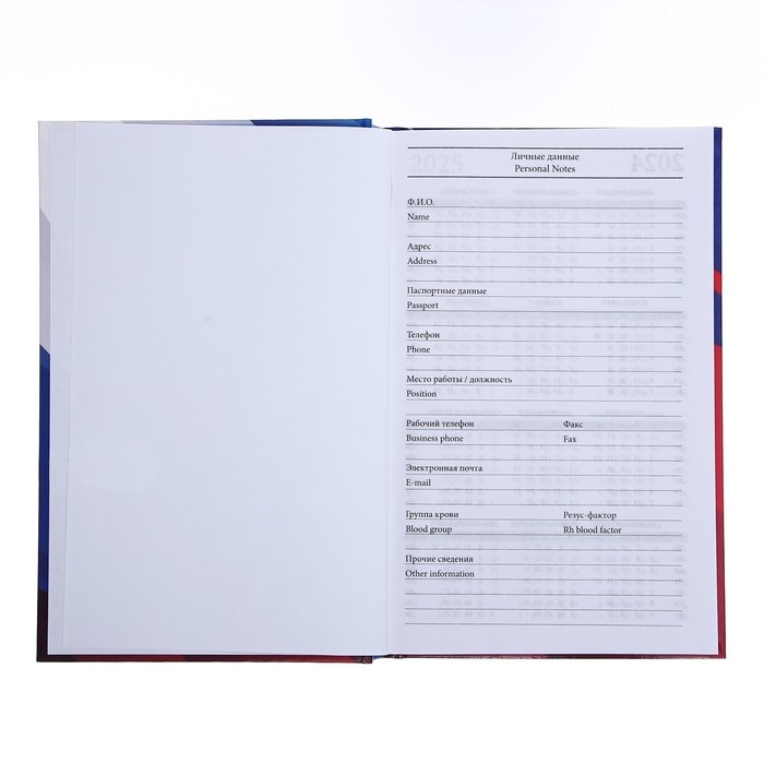 Ежедневник недатированный А5, 128 листов "РОССИЯ", твёрдая обложка, глянцевая ламинация