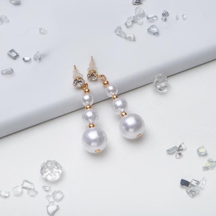 Серьги с жемчугом &laquo;Шары трио&raquo;, цвет МИКС