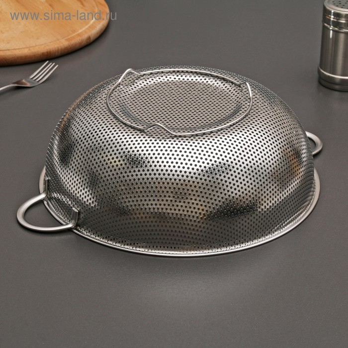 Дуршлаг из нержавеющей стали с ручками &laquo;Марко&raquo;, d=28 см, две ручки, цвет хромированный