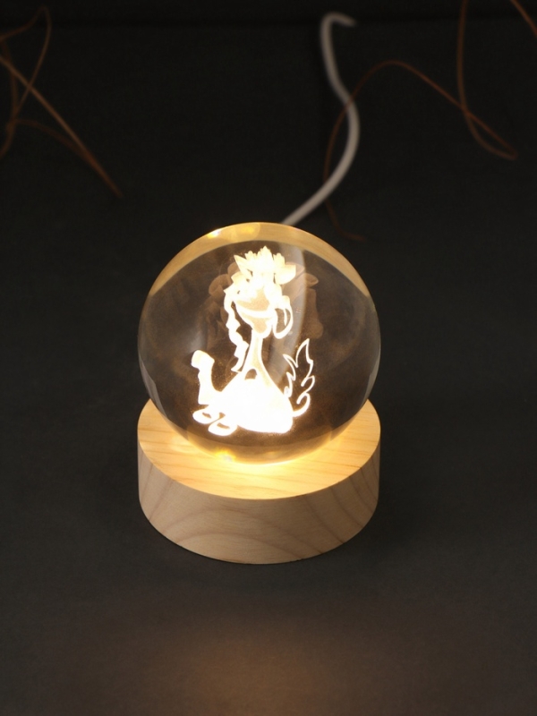 Сувенир стекло подсветка "Шар. Лошадка в короне" d=6 см подставка дерево, USB