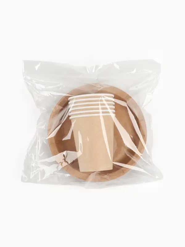 Набор посуды одноразовый &laquo;КРАФТ&raquo;: 6 стаканов, 6 тарелок