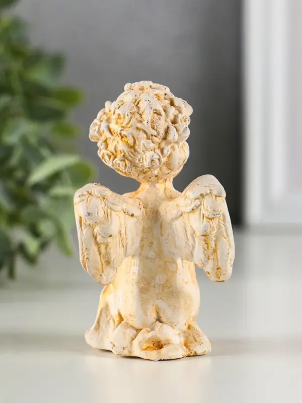 Фигура гипс "Ангел с сердцем" 6х8х5см, позолота