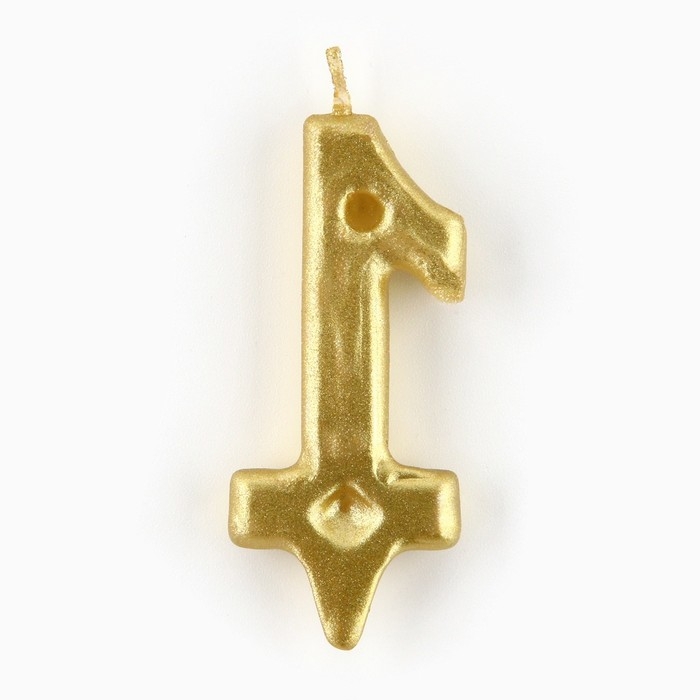 Свеча для торта, цифра &laquo;1&raquo;, золото, 3&times;6 см