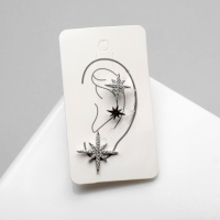 Серьги каффы «Полярные звёзды», набор 3 шт. белые в серебре Серьги каффы «Полярные звёзды», набор 3 шт. белые в серебре