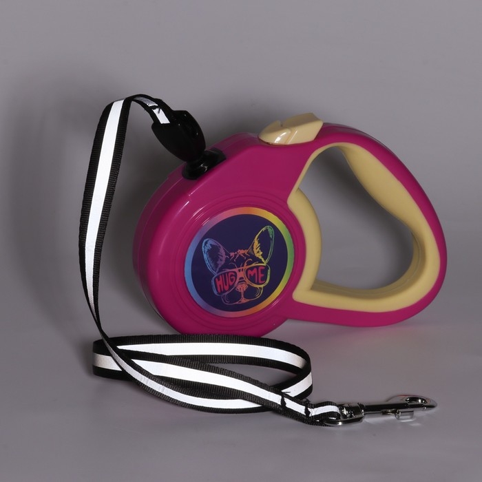 Рулетка "Пижон" с прорезиненной ручкой, 3 м, до 15 кг, трос, розово-жёлтая