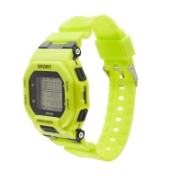 Часы наручные электронные, d-4.5 см, с будильником, зеленые Часы наручные электронные, d-4.5 см, с будильником, зеленые