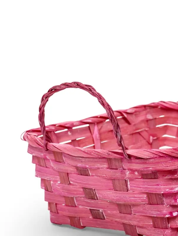 Корзина плетеная 24 х 20 х 8 см,боковые ручки, розовый квадрат