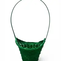 Корзина плетеная 21 х 18 х 14 см, ручка h=15 см, зеленый "шляпа"