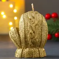 Свеча "Варежка", лак золото