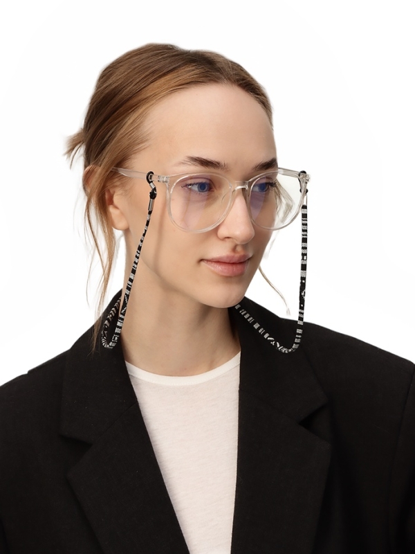 Шнурок для очков на шею 70 см, черный с узором