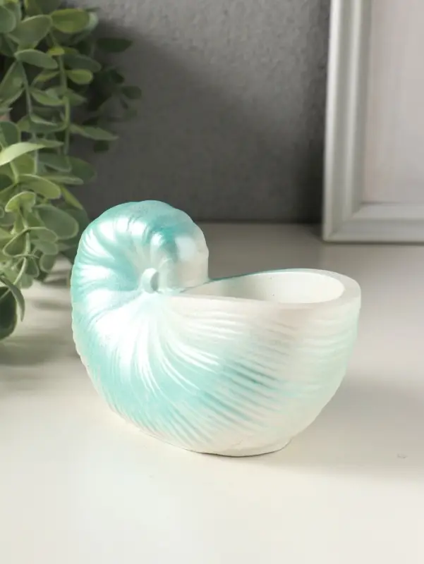 Подставка для мелочей &laquo;Ракушка&raquo; 8&times;12&times;6 см, гипс, голубой перламутр