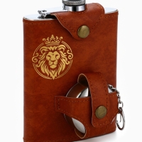 Фляжка со складной стопкой в чехле &laquo;Лев&raquo;, 240 мл, 75 мл