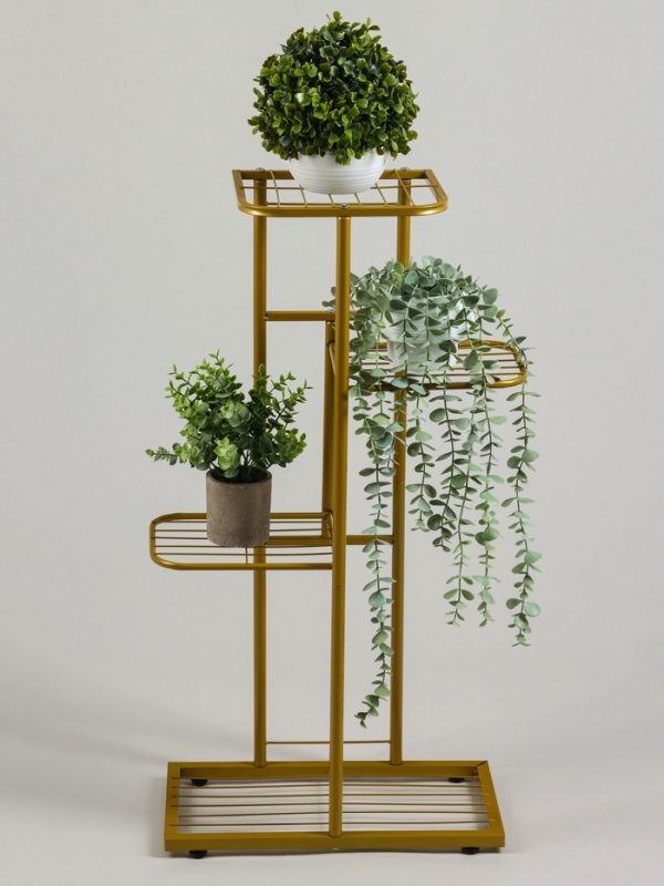 Подставка для цветов Greengo, 4 полки, 43 &times; 22 &times; 82 см, напольная, металл, цвет золотой