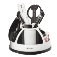 Набор настольный BRAUBERG, 10 предметов, вращающийся, чёрно-белый, в блистере Набор настольный BRAUBERG, 10 предметов, вращающийся, чёрно-белый, в блистере