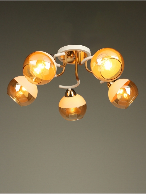 Люстра "Анден" 5хЕ27 40Вт бело-золотой 57х57х22 см