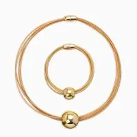 Набор 2 пред-та: колье, браслет "Бусина на нитях", цвет золото