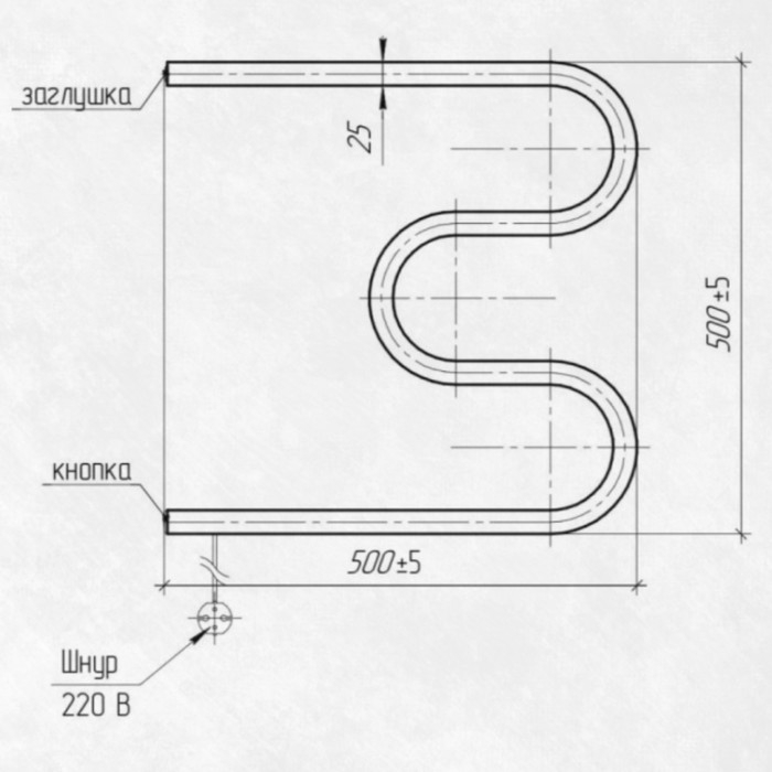 Полотенцесушитель электрический ZEIN, PE-02, М-образный, 500х500 мм, белый Полотенцесушитель электрический ZEIN, PE-02, М-образный, 500х500 мм, белый