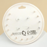 Пусеты 9 пар &laquo;Юность&raquo; бабочки и жемчужины, цвет белый в золоте