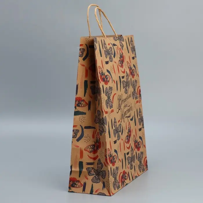 Пакет подарочный крафтовый, упаковка, &laquo;Вдохновляй&raquo;, L 31 х 40 х 11.5 см