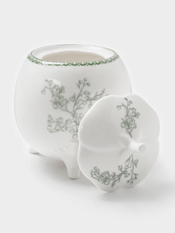 Сахарница "Bloomware" W&Y 12х9см  цвет зеленый, белый