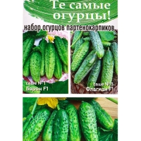 Семена Набор огурцов не требующих опыления, Барон F1, Черномор F1, Флагман F1, 0,45 г