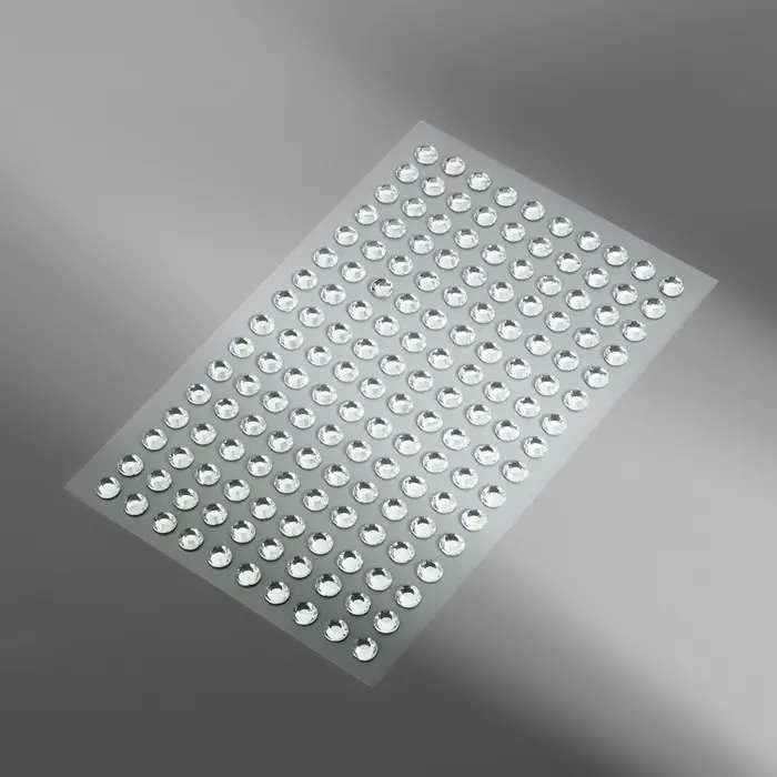 Стразы самоклеящиеся, d = 5 мм, 160 шт на листе на листе, цвет серебряный