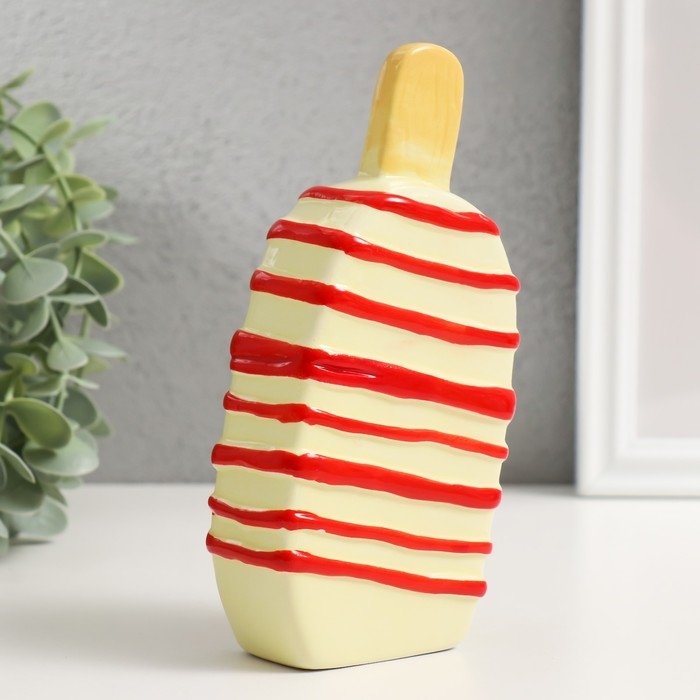 Копилка керамика "Подтаевшее эскимо" красные полоски 8,2х3,8х15,5 см
