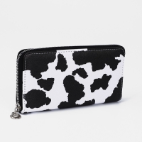 Кошелёк на молнии, отдел для карт, для монет, цвет белый/чёрный Кошелёк на молнии, отдел для карт, для монет, цвет белый/чёрный