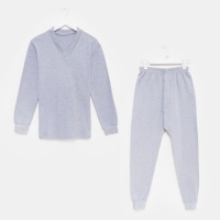 Комплект термо мужской (фуфайка, кальсоны) цвет серый меланж, р-р 50-52