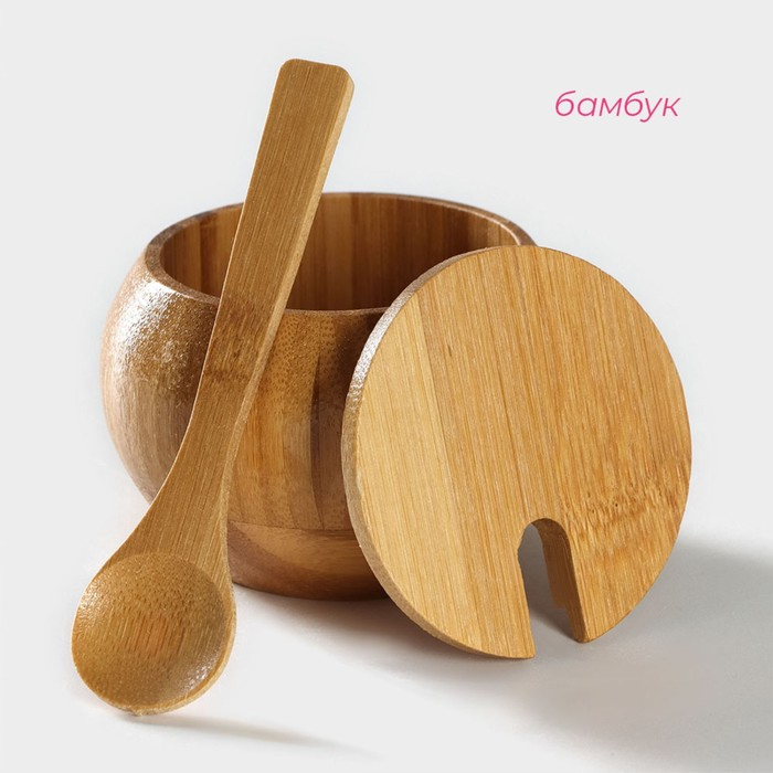 Сахарница Доляна &laquo;Полосы&raquo;, 130 мл, 8,5&times;7 см, с ложкой