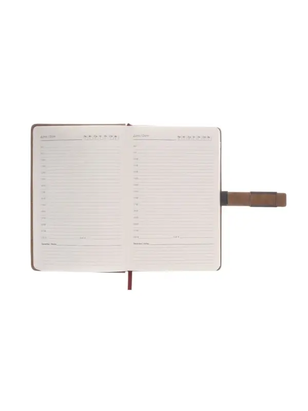 Ежедневник недатированный формат А5, с хлястиком, 112л, линия, пвх, Коричневый